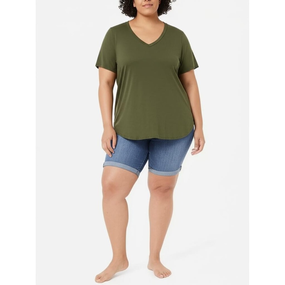 NWOT Torrid V Neck Tunic Olive Green Classic Fit Short Sleeved T-Shirt 4X
